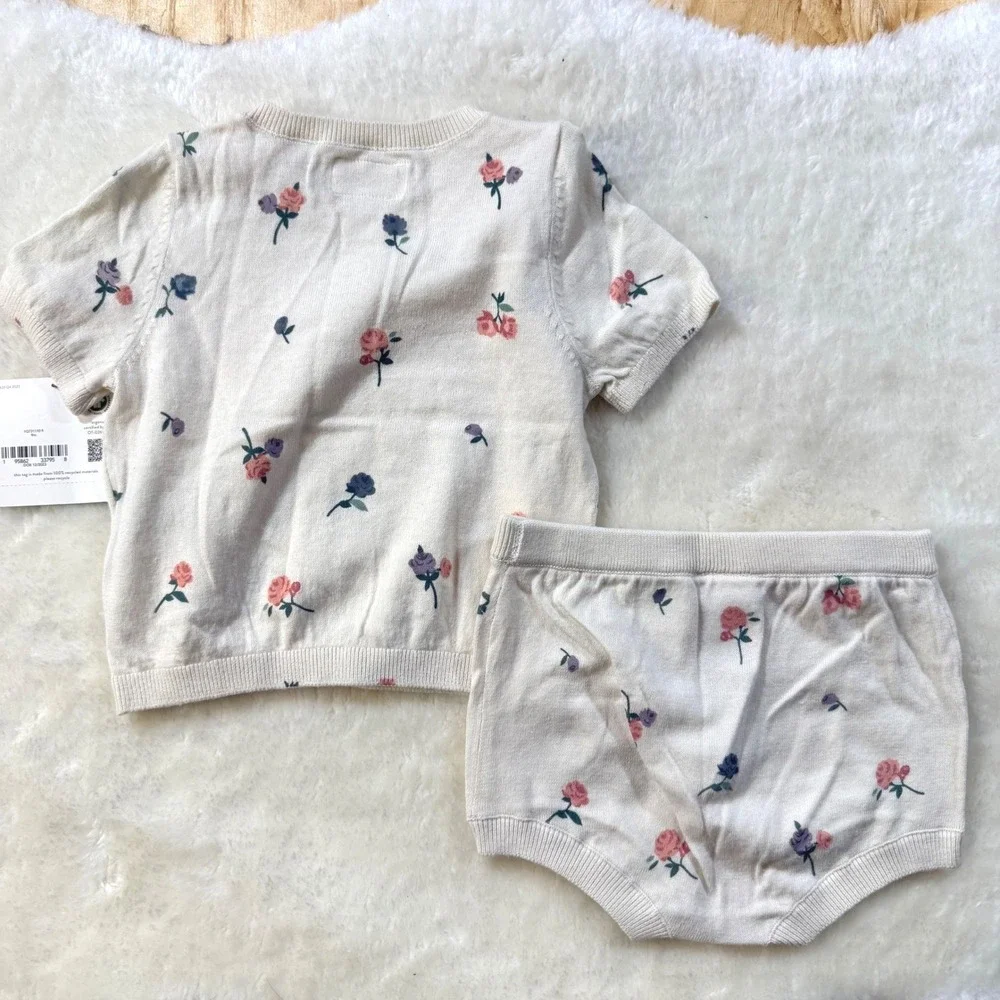 NWT Little Planet‎ by Carter's Organic Cotton Floral Sweater Set 9M Cottagecore